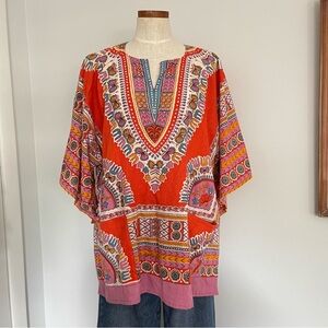 Vintage Gypsy Rose multicolored medallion print kimono top Large New